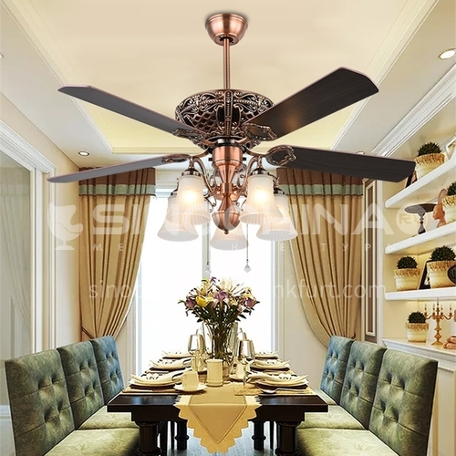 American dining room ceiling fan light, living room bedroom retro Nordic stealth fan light-DSYF-SLY1003